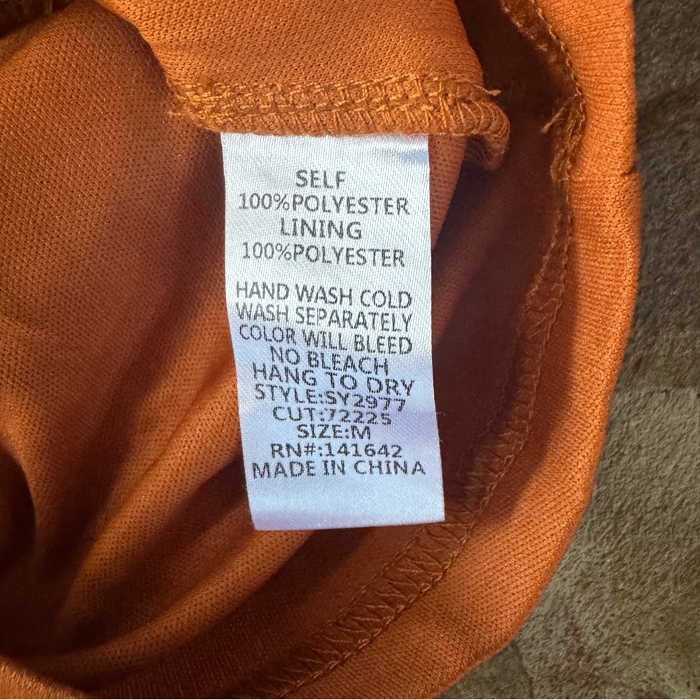 She + Sky One-Shoulder Dress in Warm Orange Rust - Picture 7 of 8